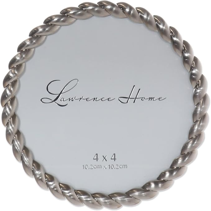 Lawrence Frames Metal Frame, Rope Design, Brushed Nickel, 4x4 Round by LawrenceFrames