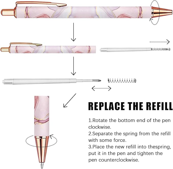 Ballpoint Pen 3Pcs Click Black Ink Metal Retractable 1.0 mm Medium Ballpoint - Image 4