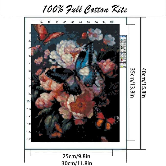 Butterfly Flower Stamped Cross Stitch Kits Flower Cross Stitch Patterns - Image 2