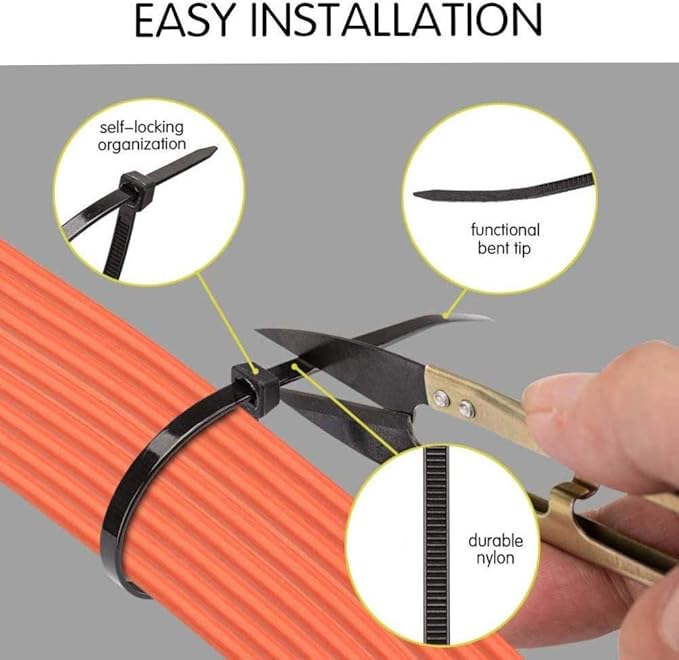 Zip ties 12 inch Black small Nylon Cable ties 100 per pack for Indoor and Outdoor Uses 3 latches for stronger locks With 60 Pounds Tensile Strength