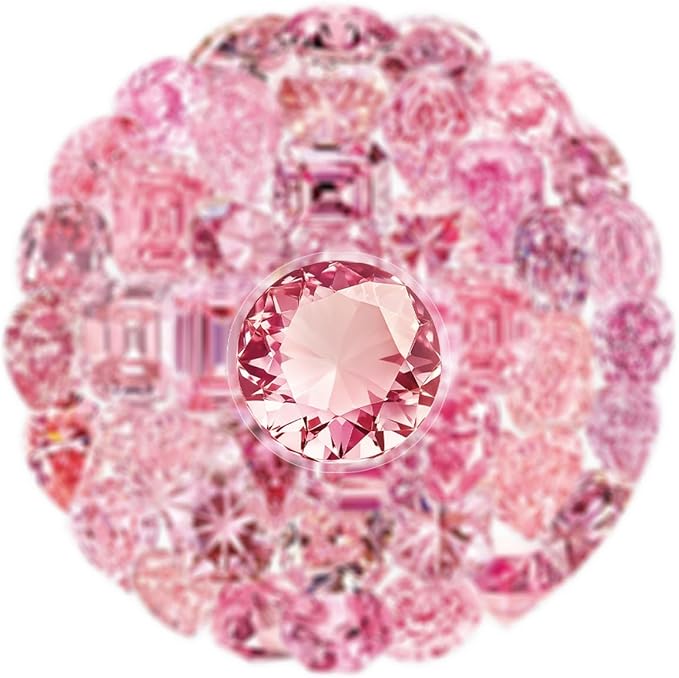 50Pcs Pink Transparent Aesthetic Gem Stickers - Image 6