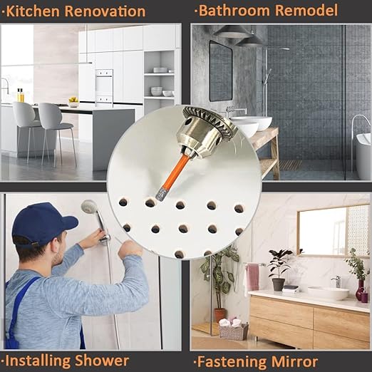 Tile Hole Saw Kit 12pcs, BeQell Diamond Core Drill Bits Set for Porcelain Ceramic Marble Granite Stone,Diamond Beveling Chamfer Bit Tile Cone Finger Bit,Father's Day,Christmas Birthday Gift