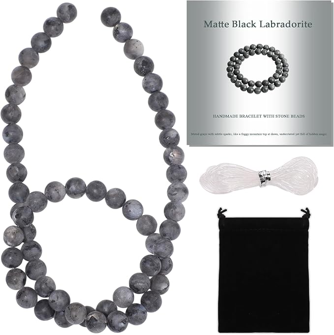 6mm Matte Black Labradorite Bead, 15-Inch Matte Round Loose Stone Beads by THRELE