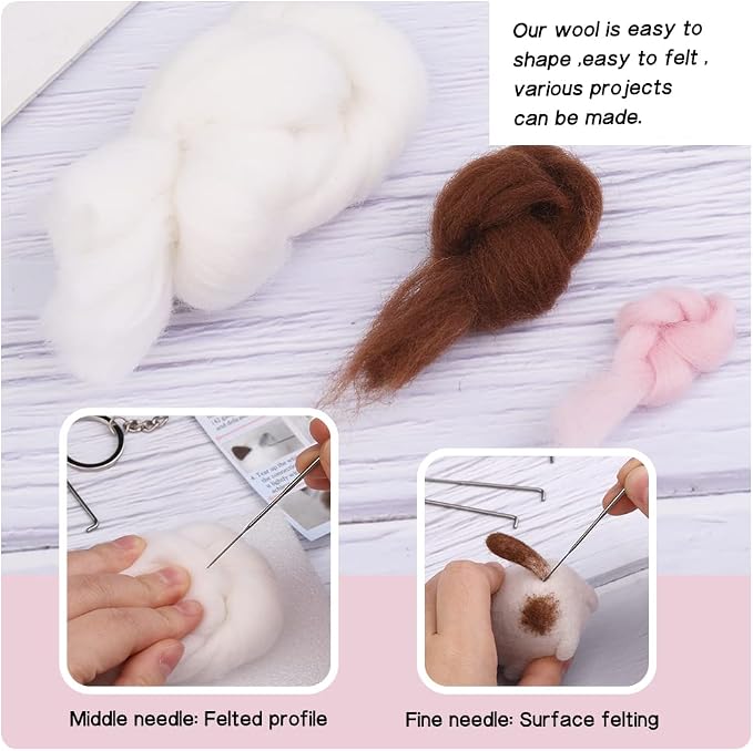 QMNNMA Needle Felting Kit for Beginners, Ragdoll Cat Wool Felting Kit | DIY - Image 4