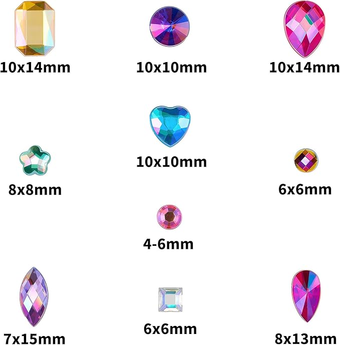 1200 Pcs AB Rhinestones for Bedazzling, Rainbow Effect Craft Gems for Crafting - Image 2