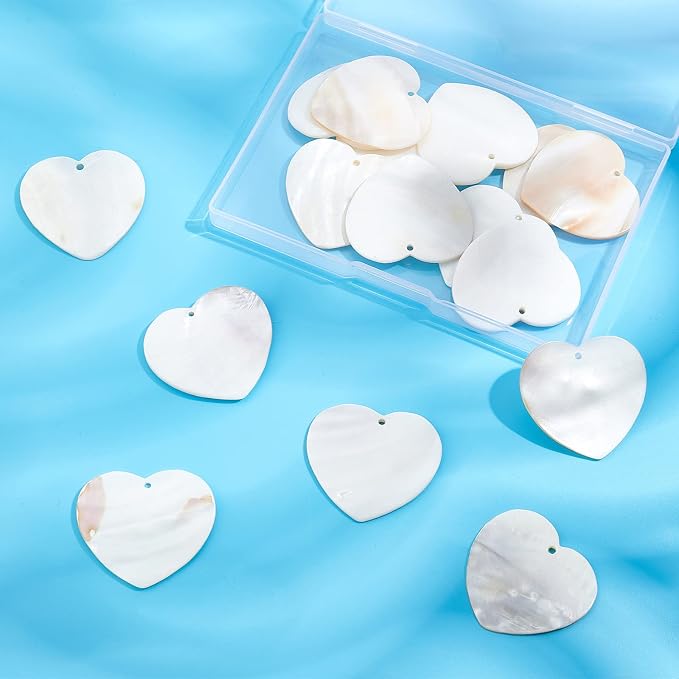 SUNNYCLUE 1 Box 20Pcs Heart Shape Shell Charms Freshwater Shell Pendants - Image 4