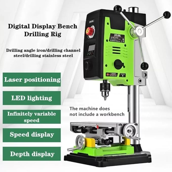 Bench Drill Stand 800W Brushed digital display Mini Electric Bench Drilling Machine Chuck 1.5-16mm 6-Speed Benchtop Drill Press, Spindle Speed: 200-2500r/min