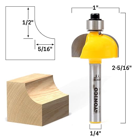 YONICO Cove Router Bits Edge Forming 5/16-Inch Radius 1/4-Inch Shank 13153q
