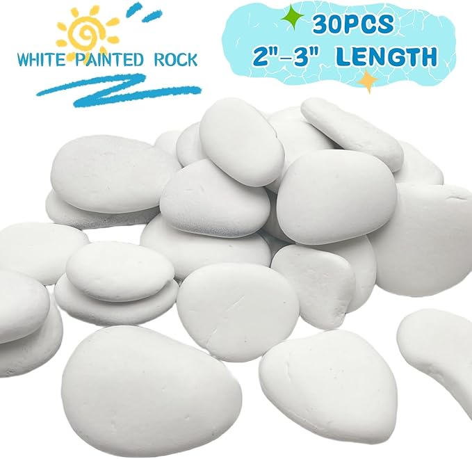 CYLHCM 30 PCS White Rocks for Painting, Large Smooth Rocks for Crafts, - Image 3