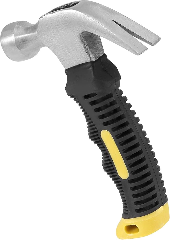 4 Pack 8 Oz Stubby Claw Hammer, Multifunction Small Mini Hammer, Bright Polished Head and Soft Comfort Grip Handle, Non Slip Nail Hammer for Household DIY Maintenance