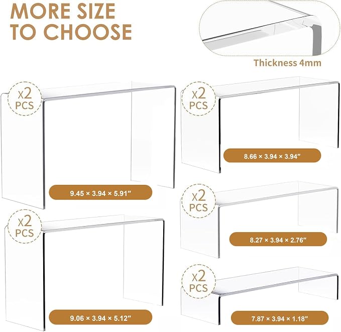 Anglelife 10 Pieces 2 Set Large Display Risers, Acrylic Cake Shelves - Image 2