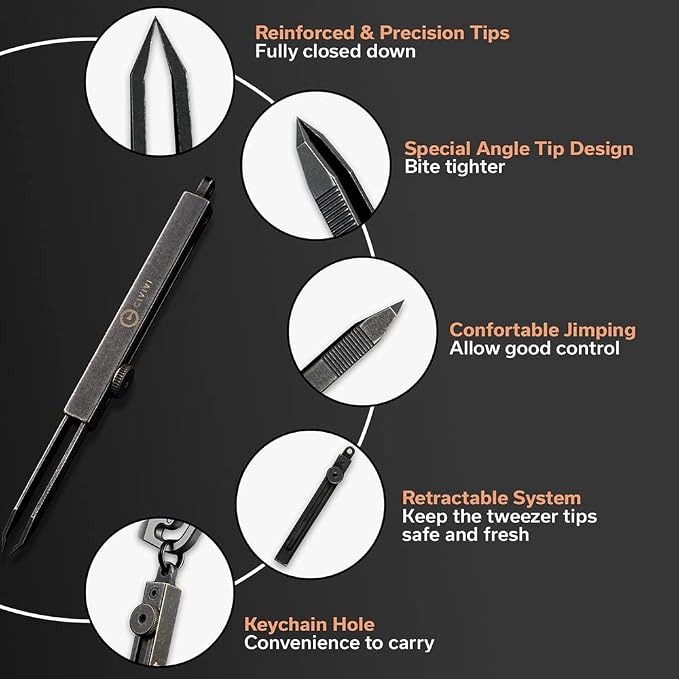 CIVIVI Precision Tweezers, Retractable Sharp Pointed Splinter Removal Tool | - Image 3