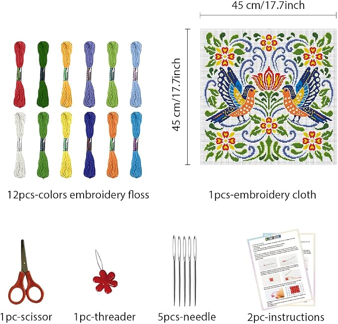 FREEBLOSS 11CT Vector Flowers Stamped Cross Stitch Kits Complete Embroidery Kits - Image 2