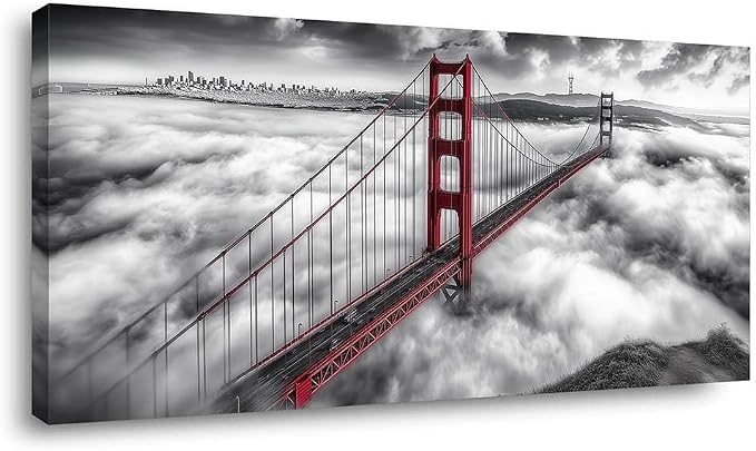 ZESTRILIA San Francisco Golden Gate Bridge Wall Art, Decor by Unknown