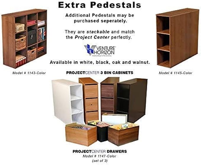 Project Center Desk with Bookcase and 3 Bin Cabinet-Black - Image 4