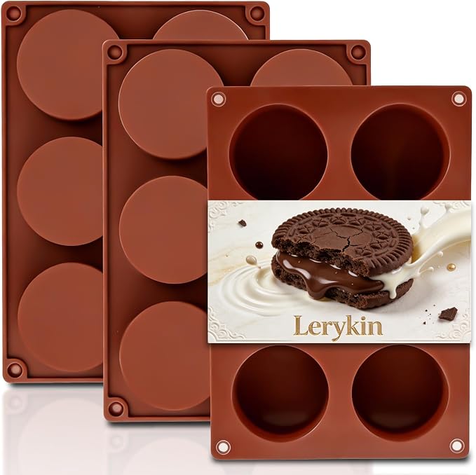 Lerykin 6-Cavity Silicone Baking Mold Non-Stick, 3 Pack Round Cylinder by Lerykin