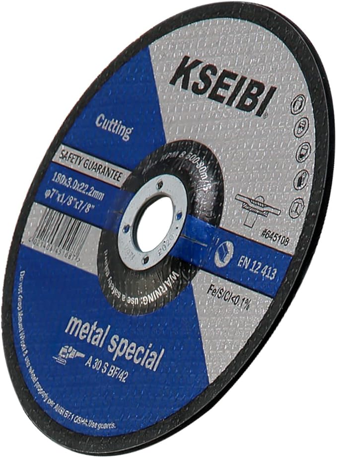 KSEIBI 645108 Grinding Wheels 10-Pack, Aluminum Oxide Discs for Metal & Stainless Steel, 7" x 1/8" x 7/8", Aggressive Grinding for Angle Grinders, Depressed Center Design
