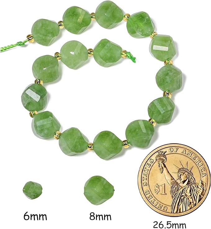 34pcs Natural Green Jade Stone Beads - Image 2