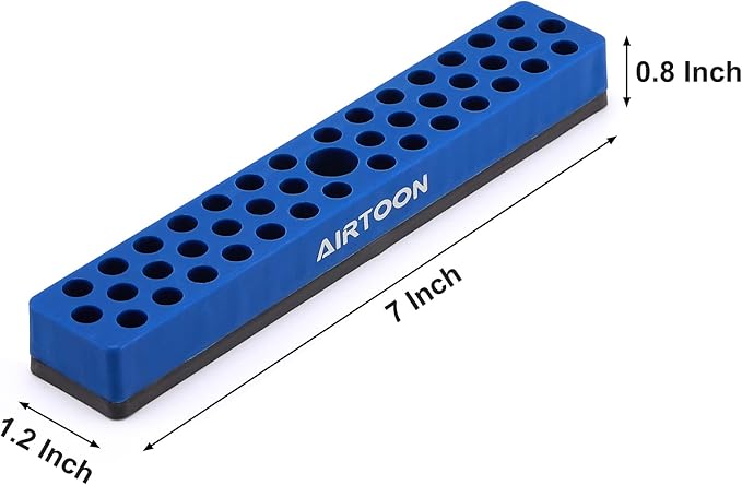 AIRTOON 2PCS 1/4" Magnetic Hex Bit Holder, 43 Holes Bit Storage with Strong Magnetic Base, Magnetic Screwdriver Bit Organizer, Blue
