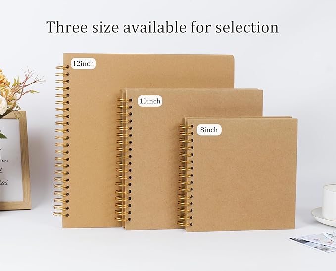 RECUTMS 12 x 12 Inch Large Scrapbook Album Kraft Blank Page DIY Scrapbook Photo - Image 6
