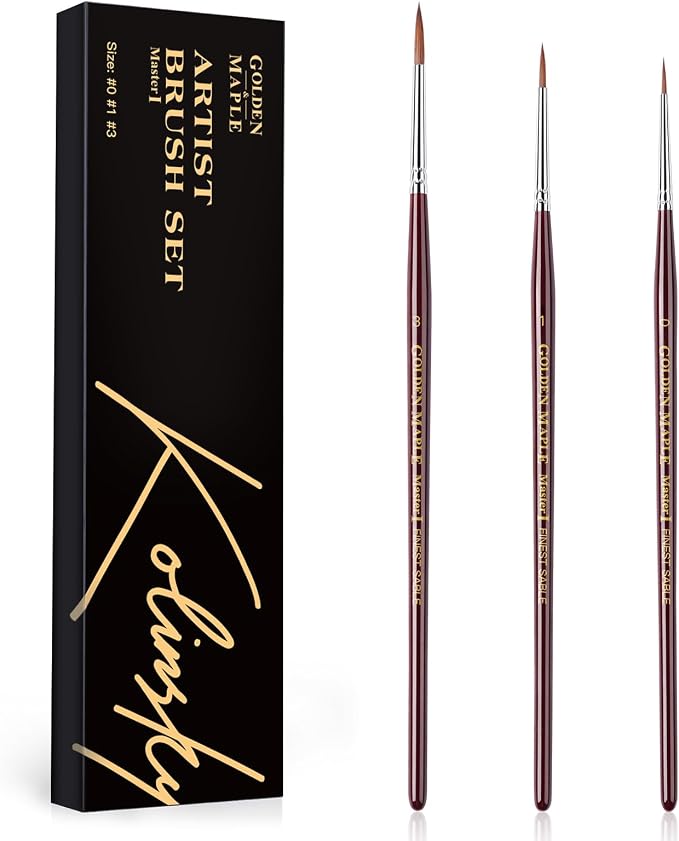 Golden Maple Kolinsky Sable Miniature Paint Brushes, Professional Detail Paint by goldenmaple