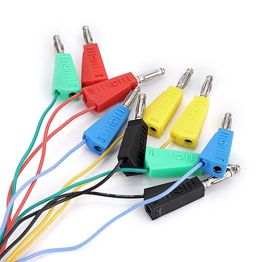 Sumnacon 10 Pcs Stackable Banana Plug to Male Jumper Wire - 26 AWG Binding Post to Solderless Breadboard Jumper Wire, Soft Silicone Flexible Wire Leads for Electrical Testing
