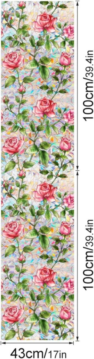 Rose Window Stained Glass Film, Privacy Window Cling - Image 2