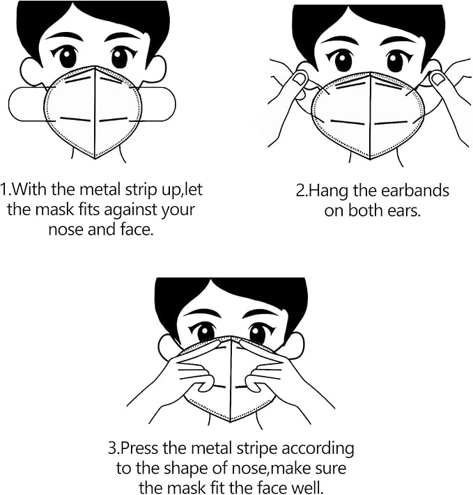 50PCS KN95 Face Masks Breathable Disposable Mask 5 Layer Cup Dust Safety Filter Efficiency≥95% with Elastic Ear Loops and Nose Bridge Clip(Grey)