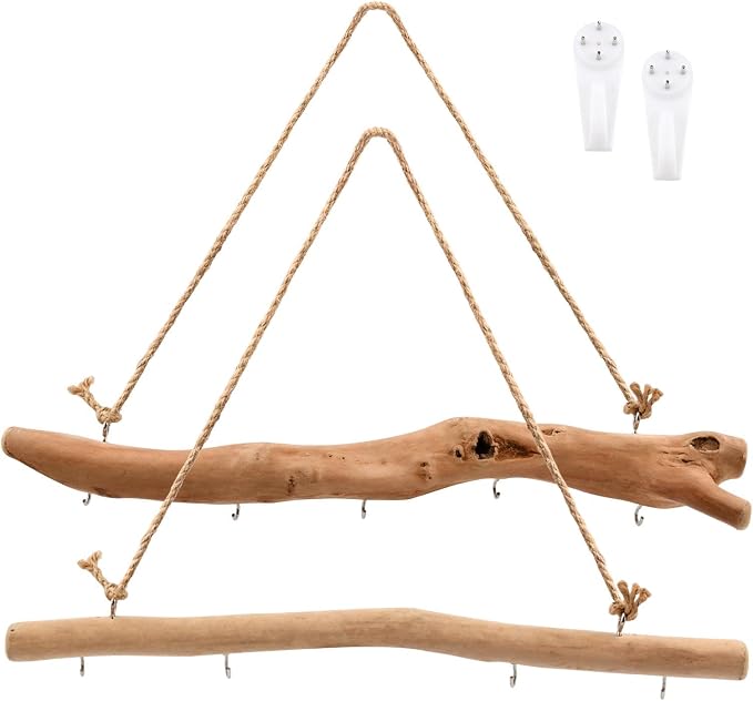 15Inch Driftwood Wall Hanging Jewelry Organizer - Image 9