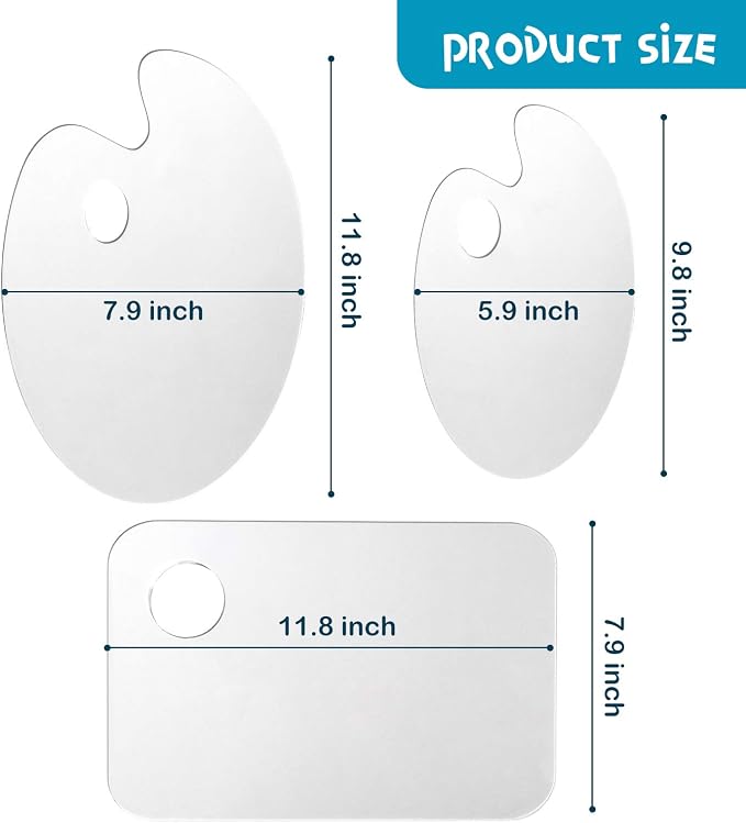 3pcs Acrylic Paint Palette Clear Art Palette - Image 2