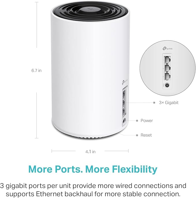 TP-Link Deco XE75 AXE5400 Tri-Band WiFi 6E Mesh System - Covers up to 2900 Sq.Ft, Replaces WiFi Router and Extender, AI-Driven Mesh, New 6GHz Band, 1-Pack