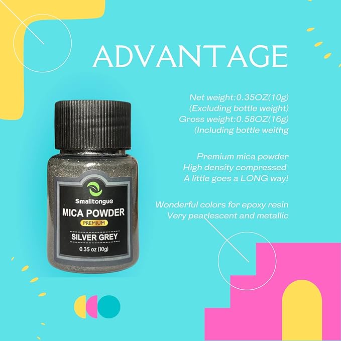 Smalltongue Mica Powder for Epoxy Resin, 72 Colors, 0.35 oz Bottles Mica Glitter - Image 5