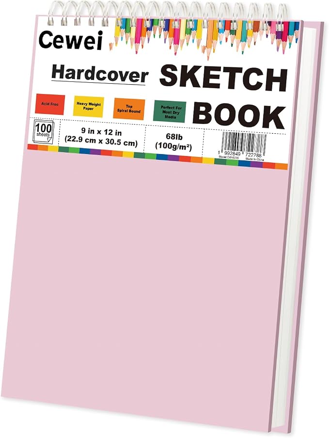9"x12" Sketchbook Pink, 1 Pack-100 Sheets Cute Sketchbook by Unknown