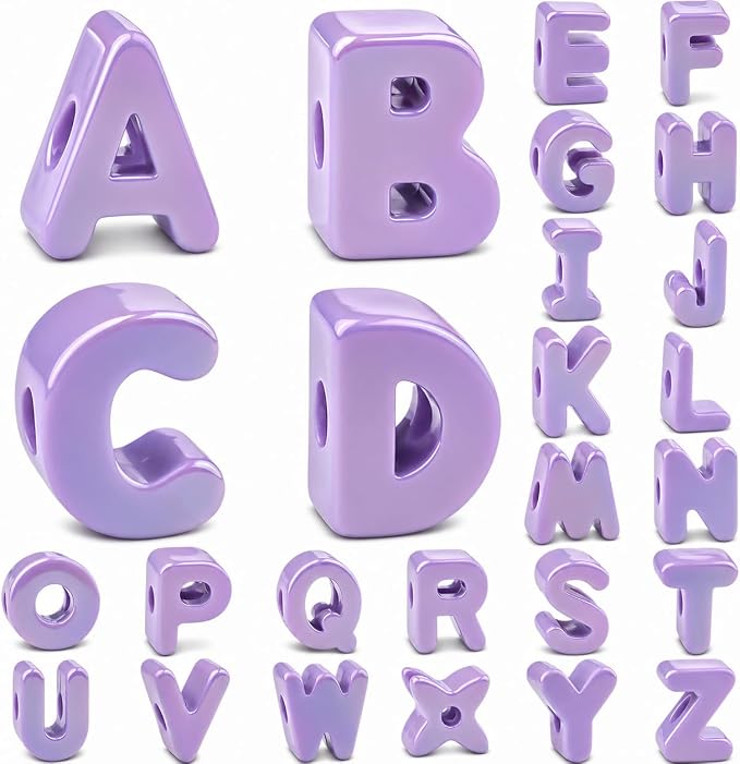 26 Pcs Cute Large Violet Letter Beads, 20mm Jumbo Square Acrylic Letter Beads by DoDoBeads