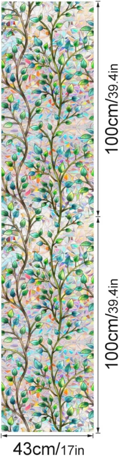 Foliage Pattern Decorative Window Film Privacy, Faux Stained Glass Window Cling - Image 2