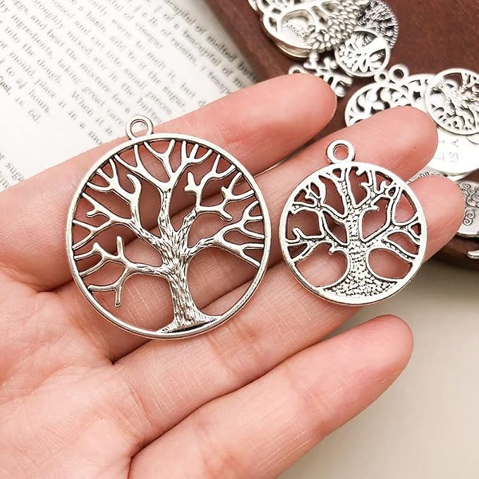 WOCRAFT 120pcs Antique Silver Tree Of Life Charma - Image 5