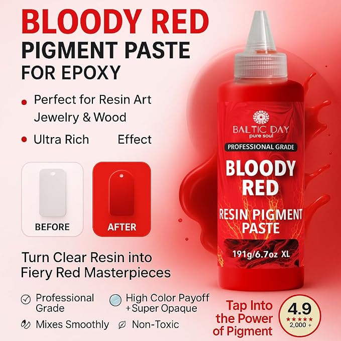 Bloody Red Epoxy Resin Pigment Paste XL – Opaque Epoxy Dye & High Concentration - Image 3