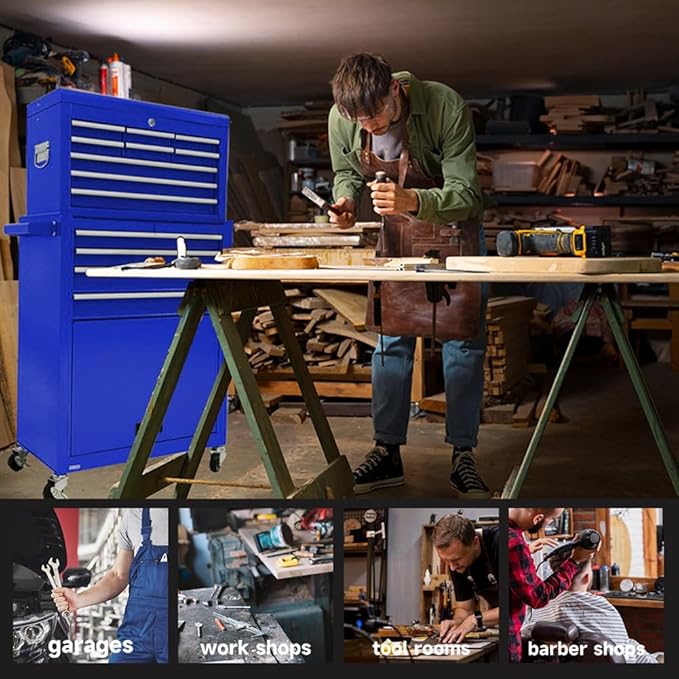 13 Drawer Rolling Tool Chest with Wheels, 2 in 1 Detachable Tool Chest with Drawers, Large Tool Box with Lock, Metal Tool Cabinet for Garage Workshop(Red)