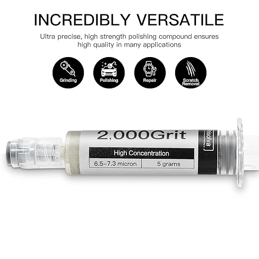 Diamond Polishing Compound Lapping Compound 2,000 Grit 6.5-7.3 Microns with 30% Concentration of Diamond Powders Diamond Stropping Paste for Glass Marble Metal Resin Rock Jewelry Watch etc.