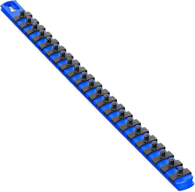 Ernst Manufacturing 18-Inch Magnetic Socket Organizer with 22 1/4-Inch Twist Lock Clips, Blue (8403M-Blue-1/4)