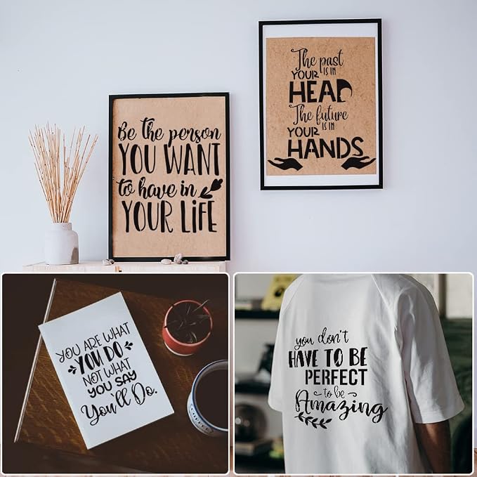 16 Pcs Inspirational Word Stencils, Quote & Phrase Sayings Templates, Craft - Image 6