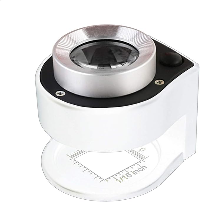 30X Loupe Magnifier with 6 Light, Desktop Portable Metal Magnifier Folding by Amoper