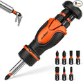 Magnetic Portable Screwdriver Bit Set: 8-in-1 Ratcheting Screw Driver Includes 1/4”Bit Driver Screwdrivers Holder, 7 Screwdriver Bits with Phillips, Slotted, Square, Hex, for Garage & Daily Repair