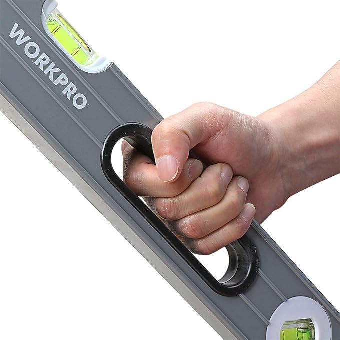 WORKPRO Torpedo Level, 3-Piece Spirit Level Set, 9"(Magnetic), 16"(Non-magnetic), 24"(Non-magnetic), Bubbles Measuring, Clear, Green.
