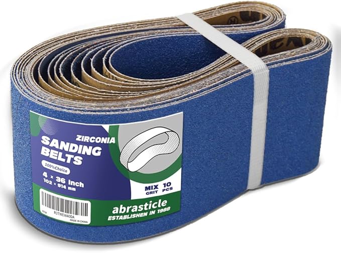 4" x 36" Zirconia Sanding Belts for Metal - 4 x 36 Inch Zirconia Metal Grinding Sand Paper, 10 PCS 2 Each of 40/60/80/120/240 Assorted Grits, Perfect for Metal Polishing, Derusting, Woodworking