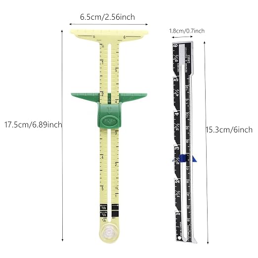 Sewing Gauge Measuring Tool Set 5-in-1 T-Shaped Sliding Gauge Ruler, Acrylic - Image 2