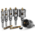 Hole Saw 8 PCS, Hole Saw for Metal, TCT Hole Cutter, 6Drill Saws with 2* Extra Pilot Center Bits, 2* Springs for Metal, Iron and Stainless Steel, Hard Materials