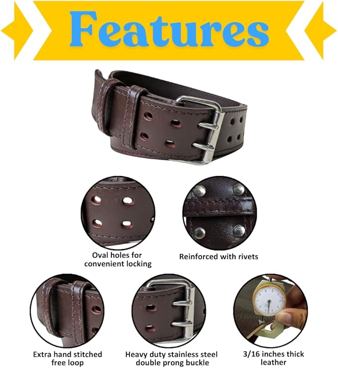 2 Inch Wide Leather Tool Belt for Men Work | Adjustable Oil tanned Belt | Carpenters, Electricians, Contractors