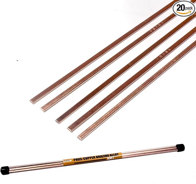 Brazing Rods Phosphor Copper Nitrate Sticks Copper Solder Kit Alloys Flat Industry Welding Rods for Air-conditioners, Refrigerators Pipe Gas and Freezers Copper Storage HVAC (Phosphor Copper Bcup-2)