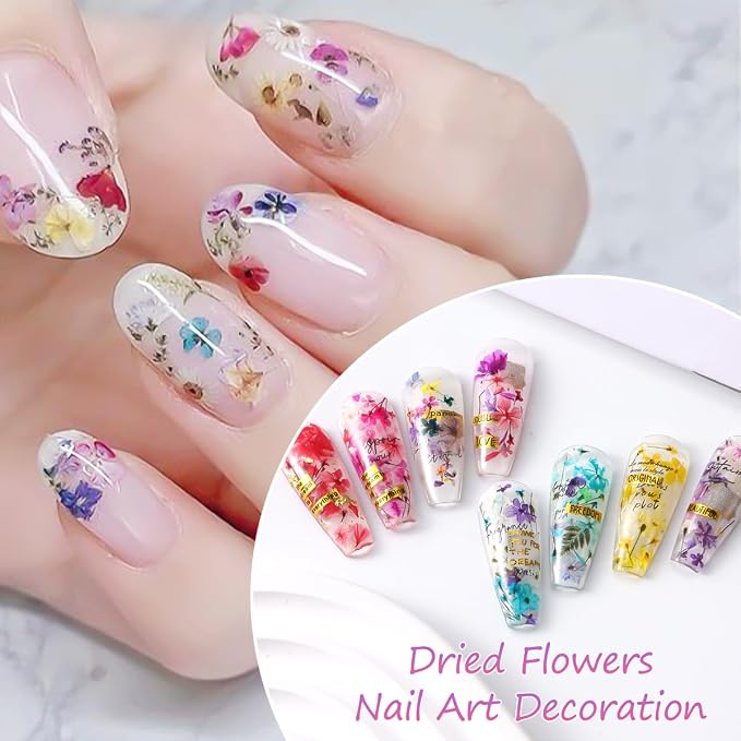 8 Boxs Dried Gypsophila Flowers Nail Art Decoration | Mixed Mini Hydrangea - Image 3